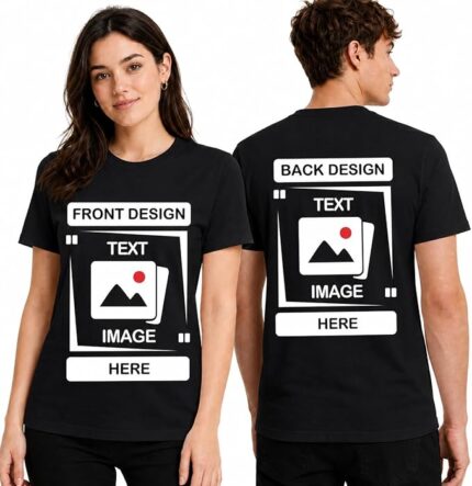 Custom T Shirts for Men, Women & Kids | Personalized Design Your Own Tee with Photo, Text & Logo | Front & Back Print | 100% Cotton Unisex Casual Wear(Bundle of 10))