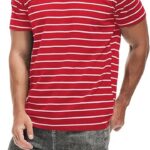 VEIISAR Men’s Crewneck Striped T-Shirt | Soft Stretch Cotton Casual Tee | Breathable Fitted Short Sleeve Fashion Shirt for Men(Bundle of 7 Products)